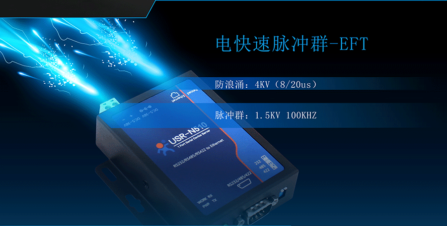 RS485/232/422單串口服務器電快速脈沖群(EFT) RS485/232/422單串口服務器電快速脈沖群(EFT)